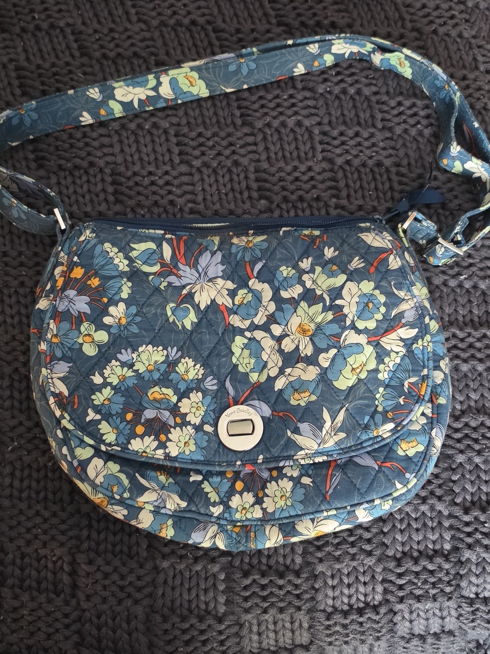 Vera Bradley Floral Crossbody Bag in Teal Blue